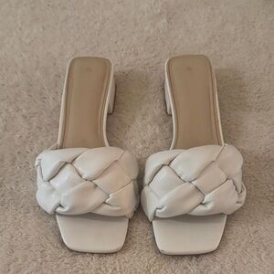 Elegant White Braided Women's Sandals